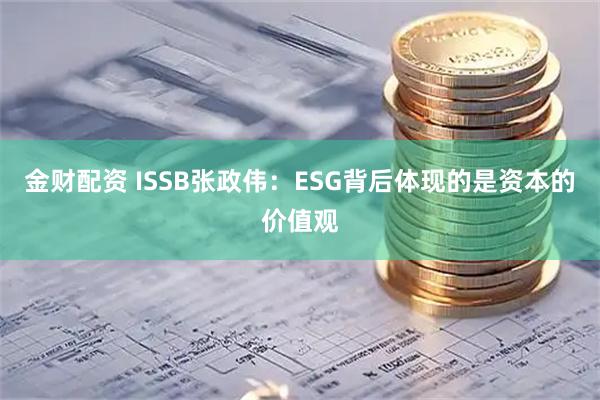 金财配资 ISSB张政伟:ESG背后体现的是资本的价值观